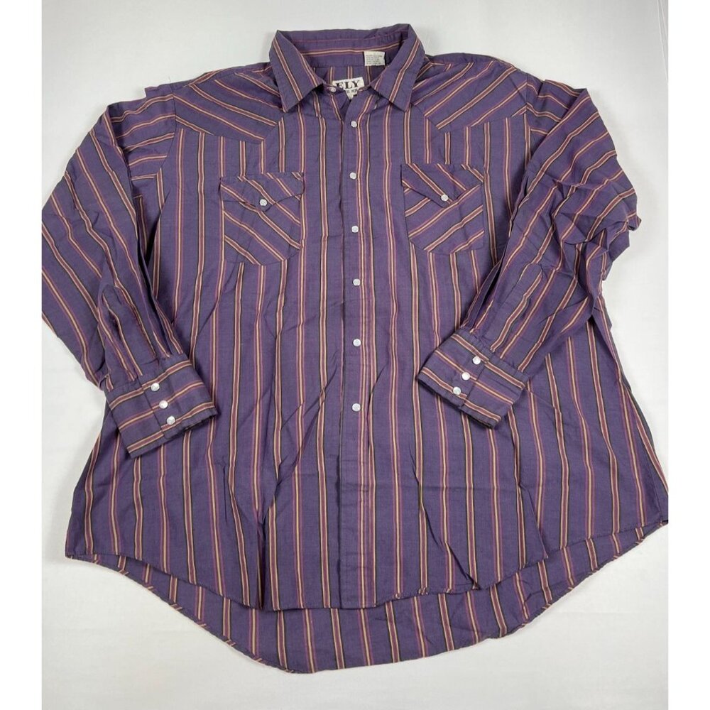 Ely Cattleman Men's XXL Western Pearl Snap Long Sleeve Cotton Blend Plaid Shirt